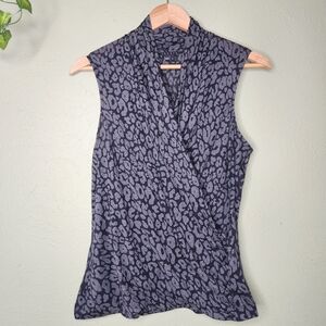 Theory Sleeveless Wrap Top Leopard Print Size Small Office Siren Mobwife